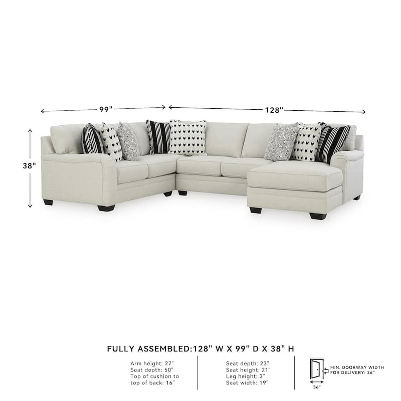 Signature Design by Ashley Huntsworth Dove Gray 4-Piece Sectional with Chaise - 128"W x 99"D x 38"H
