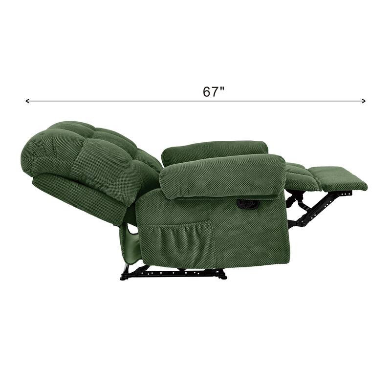Recliner Chair, Overstuffed Armchair, Manual Recliner, Padded Footrest, Ergonomic Lounge Chair, Soft Fabric Recliner