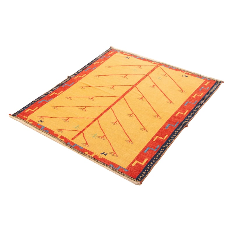 ECARPETGALLERY Flat-Weave Kashkuli Light Orange Wool Tapestry Kilim - 5'0 x 5'11