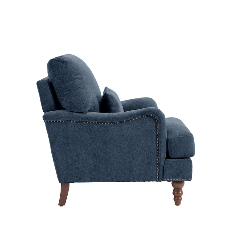 Set of 2 Mid Century Chenille Upholstered Accent Chairs