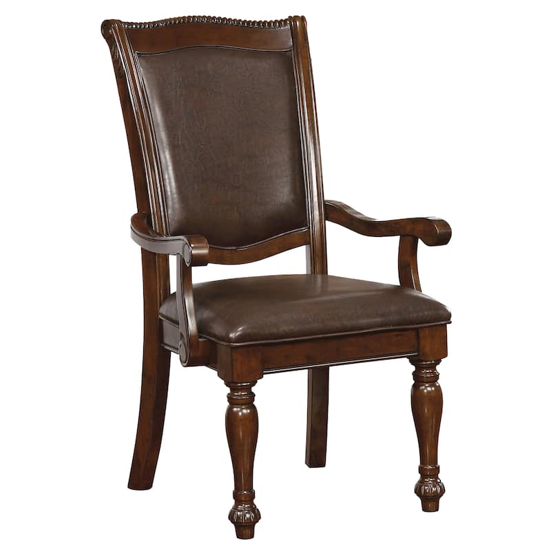Madzharovo Traditional Brown Cherry Faux Leather Formal 9-Piece Dining Set by Copper Grove