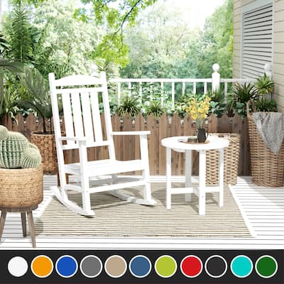 Laguna Traditional Weather-Resistant Rocking Chair with Side Table Set