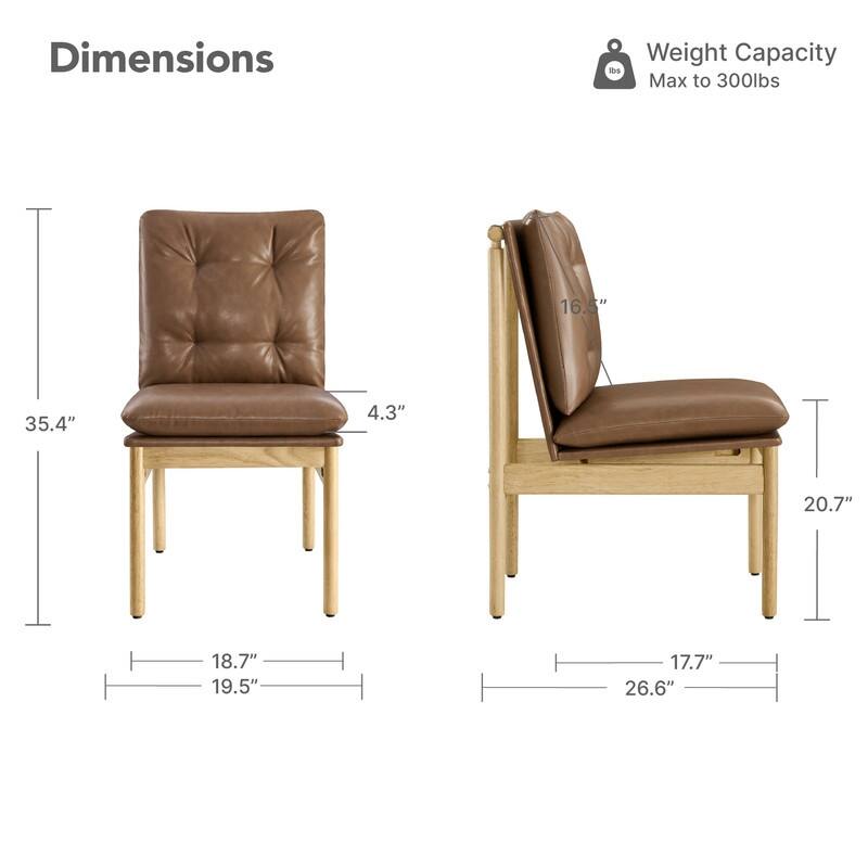 Spruce & Spring Mid-Century Modern Solid Wood Dining Chair with Tufted Cushion