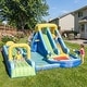 preview thumbnail 6 of 7, Oxford Cloth Shark Theme Dual Slide Inflatable Water Bounce Castle In Blue With Climbing Wall - N/A