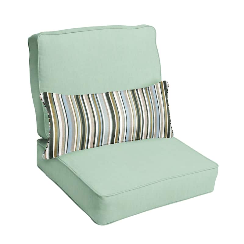 Sorra Home Oakley Sunbrella Solid Indoor/ Outdoor Corded Chair Cushion Set and Lumbar Pillow