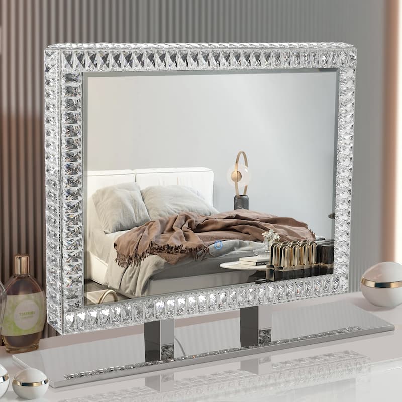 Dimmable LED Mirror Light with Crystal Accents – Adjustable Vanity Lighting for Modern Bathrooms