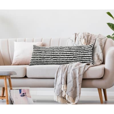 Sevita Black Wispy Ways Throw Pillow