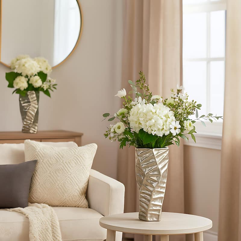 Aria Home Silver Ceramic Vase Set Modern Sculptural Decor