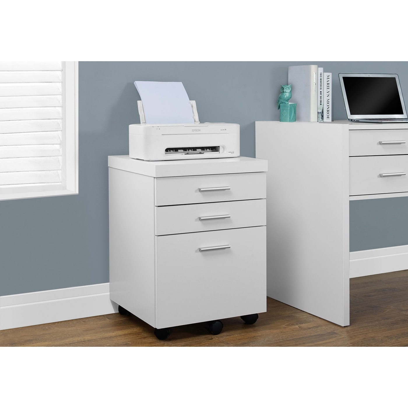 Office Rolling Printer Stand, Mobile File Cabinet With 3 Storage Drawers
