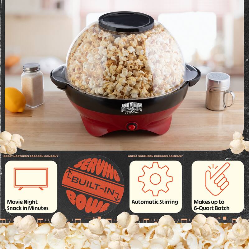 Electric Popcorn Machine 800W with Auto Stirrer