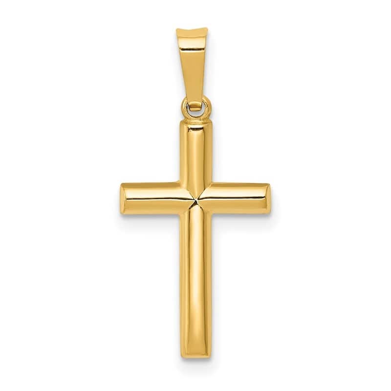 Curata 14k Yellow Gold 18" Small Hollow Cross Necklace - 17x11mm