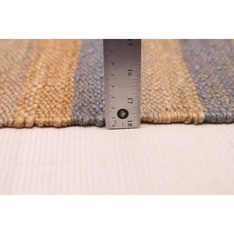 ECARPETGALLERY Flat-Weave Palas Denizli Light Khaki Jute Kilim - 5'5 x 8'1