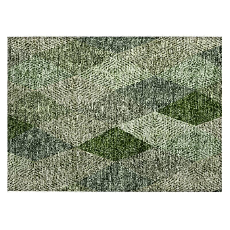 Machine Washable Indoor/ Outdoor Diamond Stripes Chantille Rug