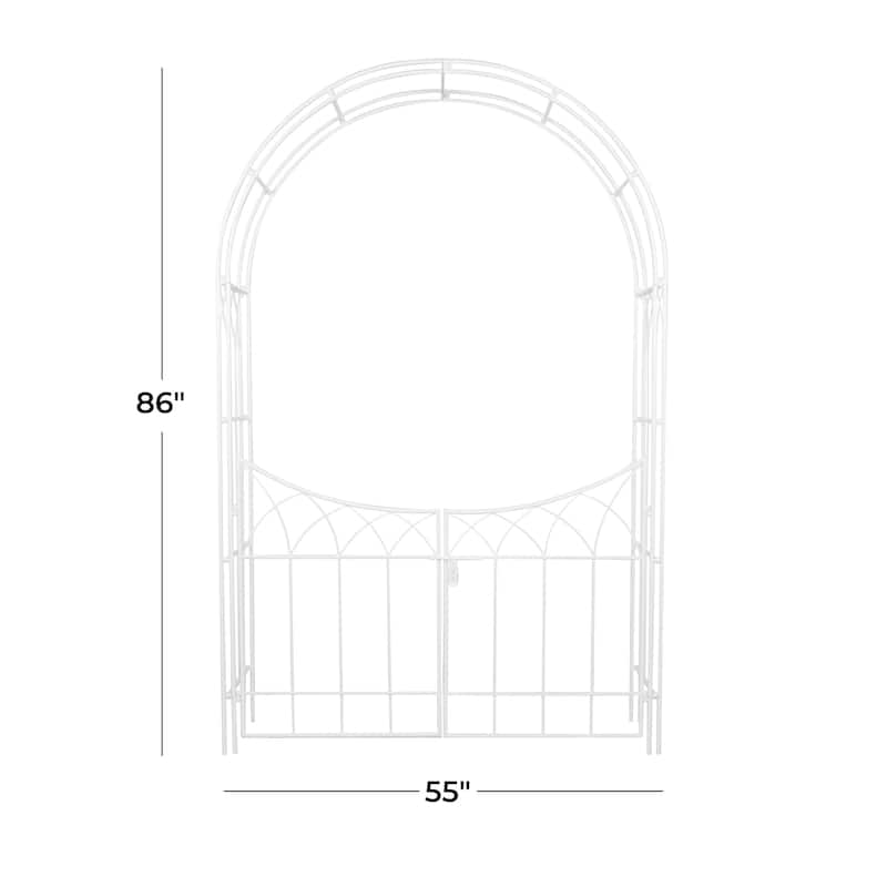 Metal Indoor Outdoor Arched Gate Garden Arbor with Lattice Work Sides - Black or White - Roche River Decor