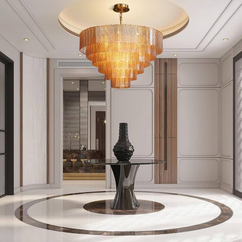 KAYLA Rectangle Ceiling Chandeliers Big Home Decoration Large Hanging Lamps for Dining Room,Pendant Lights - 41in - Gold