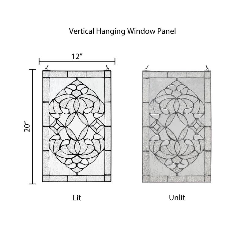 River of Goods 20-Inch Floral Clear Glass Window Panel - 12" x 0.25" x 20"