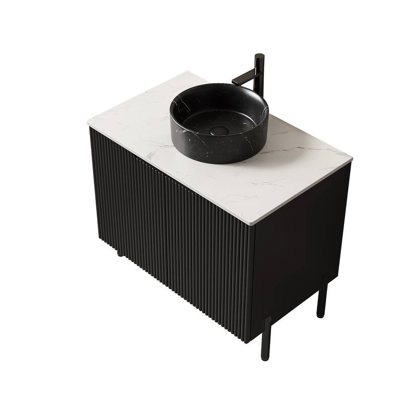 30" Freestanding Bathroom Vanity with Vessel Round Basin