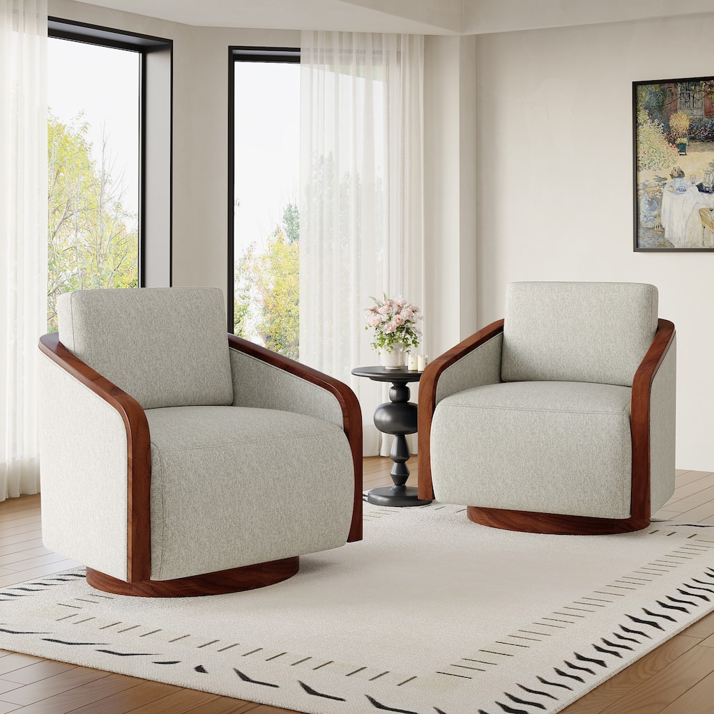 Modern Upholstered Swivel Accent Chair Set of 2