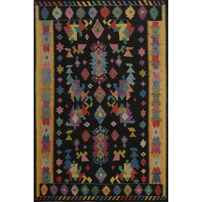 Hand Woven Oriental 100% Wool Carpet Southwestern Tribal Multi-Colored Kilim Area Rug - 11' 6'' X 8' 2''