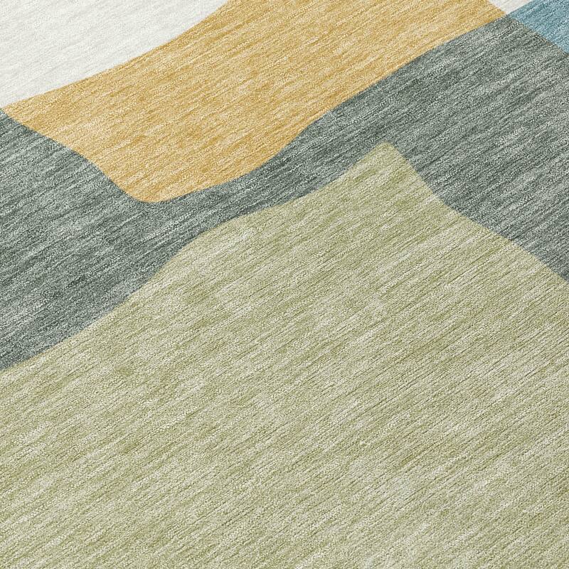 Machine Washable Indoor/ Outdoor Contemporary Blox Chantille Rug