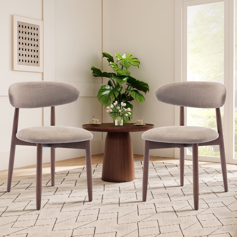 Modern Farmhouse Wooden Dining Chairs (Set of 2/4/6) – Upholstered Fabric Side Chairs with Floor Protectors