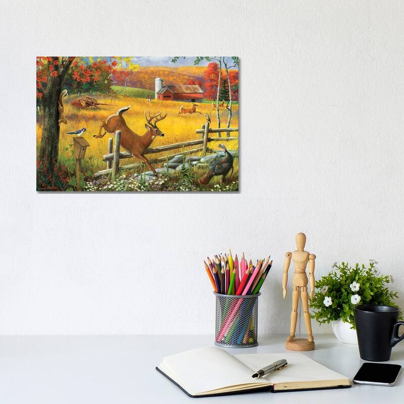 iCanvas "Deer Jumping Fence" by J. Charles Canvas Print - 8x12x0.75