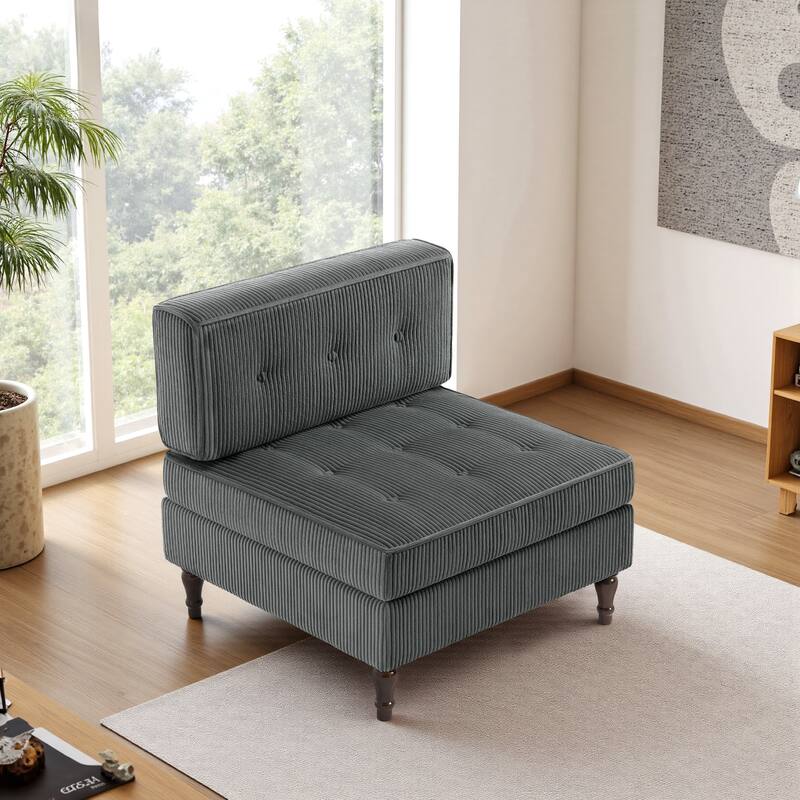 Modern Corduroy Corner Armchair Armless Chair sofa