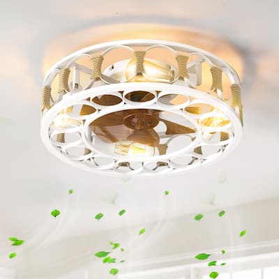 Cusp Barn 20-In Industrial Caged Ceiling Fan with Lights Remote Control, Modern 6 Speeds Ceiling Light with 4 LED Bulbs