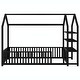 preview thumbnail 16 of 22, Metal House Bed with Fence and Detachable Storage Shelves