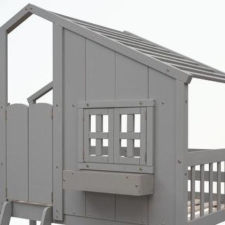 Twin over Twin House Bunk Bed with Roof - Bed Bath & Beyond - 36992577