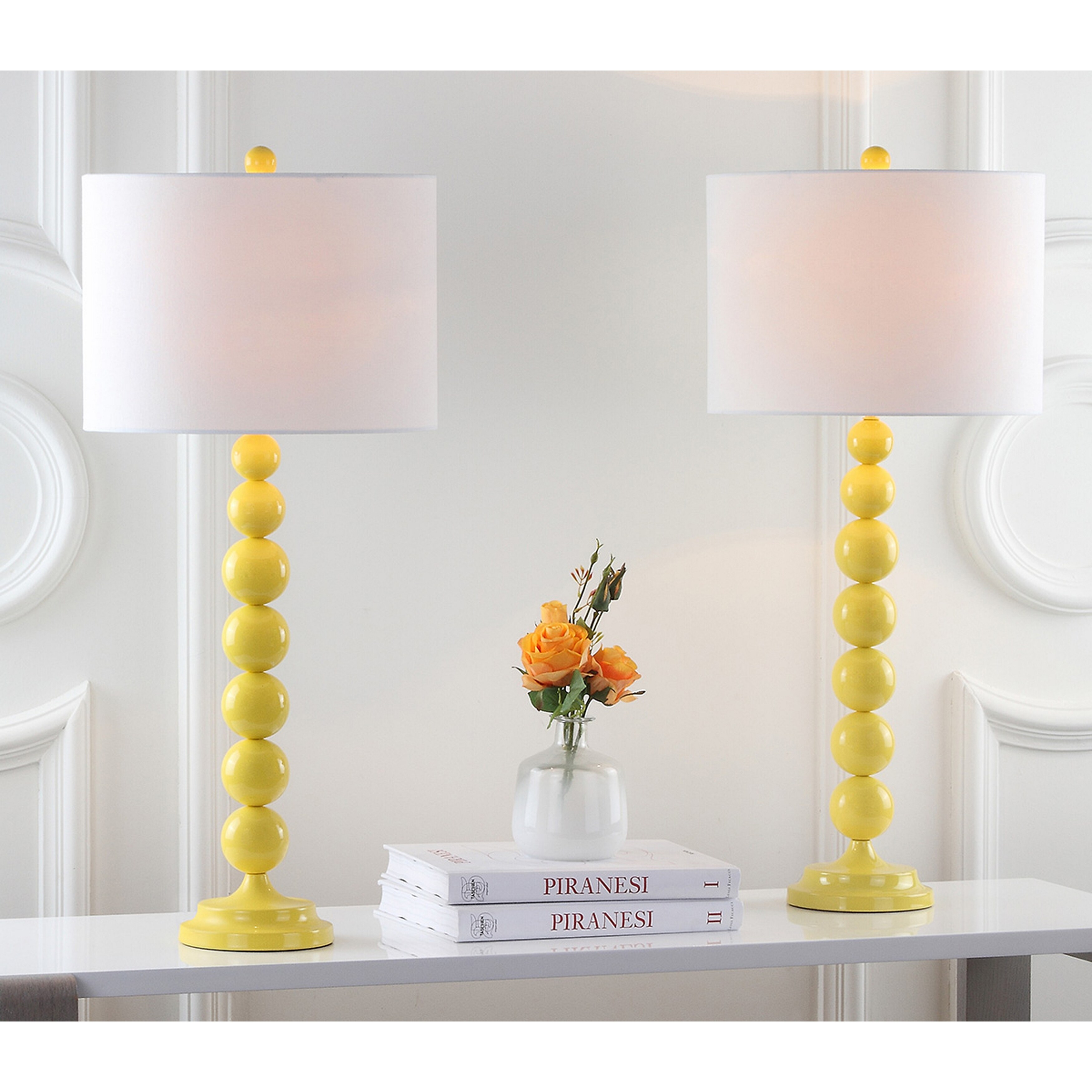 yellow and grey table lamp