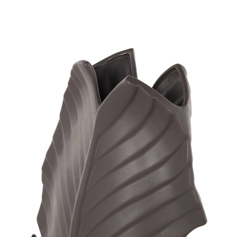Black or White Ceramic Palm Leaf Decorative Vase