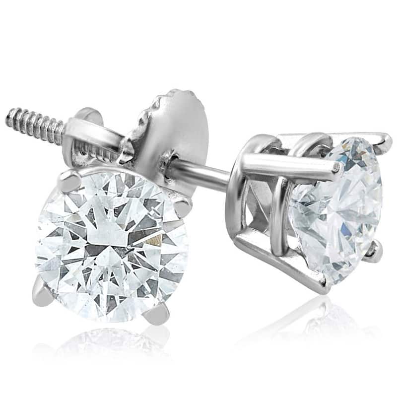 Screw Back 1ct Diamond Studs White Gold