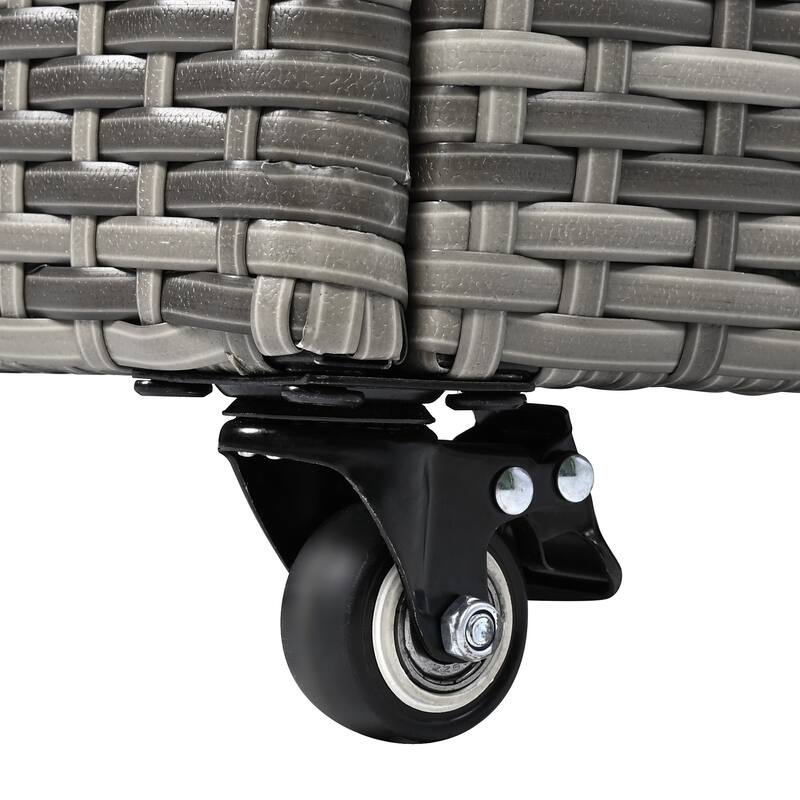 200 Gallon Wicker Deck Box with Wheels,All-Weather Outdoor Storage Box,Rattan Storage Bin