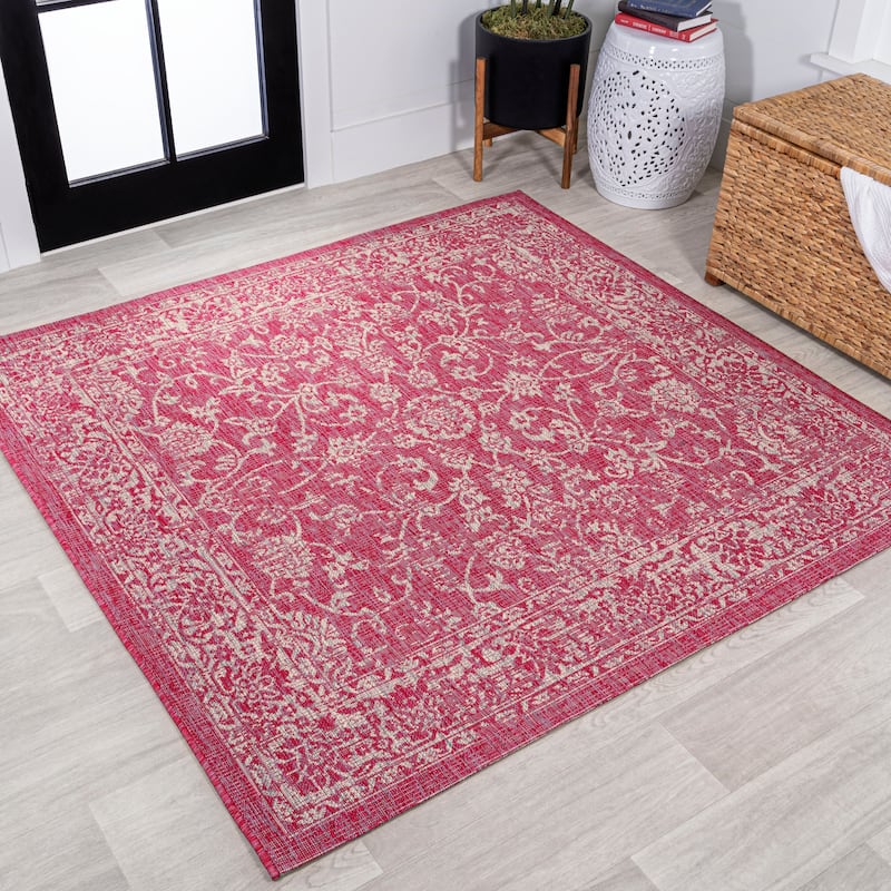 JONATHAN Y Sinjuri Bohemian Textured Weave Floral Indoor/Outdoor Area Rug