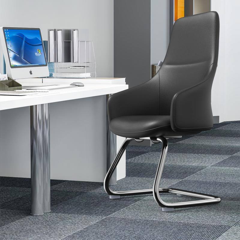 Celeste Modern Leather Office Chair with Iron Frame, Fixed Armrests, Foam Padding, Easy-Clean Upholstery & Quick Assembly