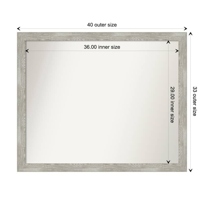 Dove Greywash Narrow Framed Non-Beveled Custom Wall Mirror, Bathroom Vanity Mirror - Outer Size: 39.5 x 32.5