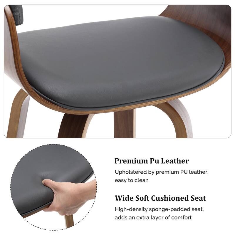 26"/29" Faux Leather Swivel Bar Stools, Wood Counter Stool