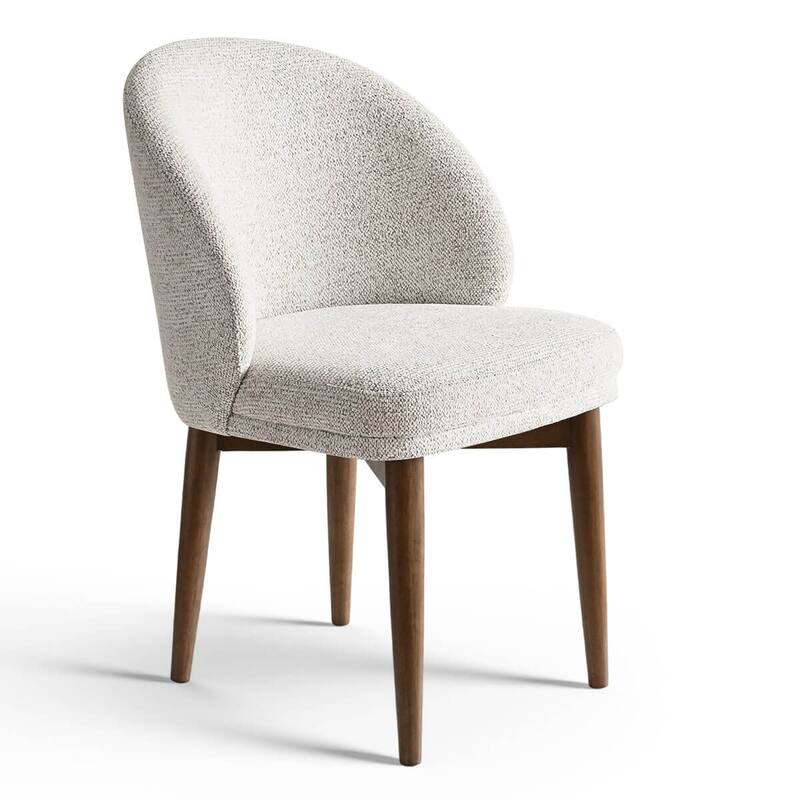 Upholstered Barrel Dining Chair With Walnut Legs (Set of 4)