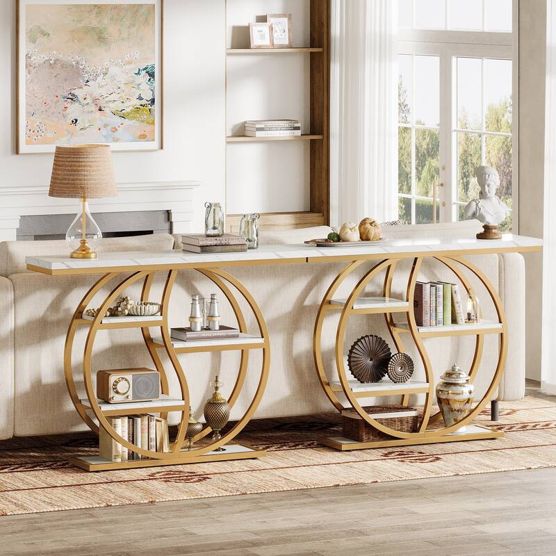 Industrial 5-Tier Console Sofa Table with Storage for Small Spaces