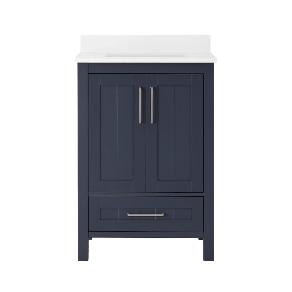 24 inch Small Narrow Bathroom Vanity Navy Blue with Storage  (23.5Wx18.15Dx35H) CCL208NB24