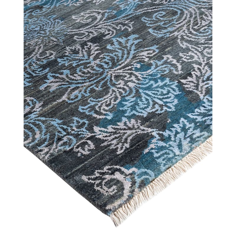 Ikat One-of-a-Kind Hand-Knotted Area Rug - Gray, 9' 0" x 12' 2" - 9' 0" x 12' 2"