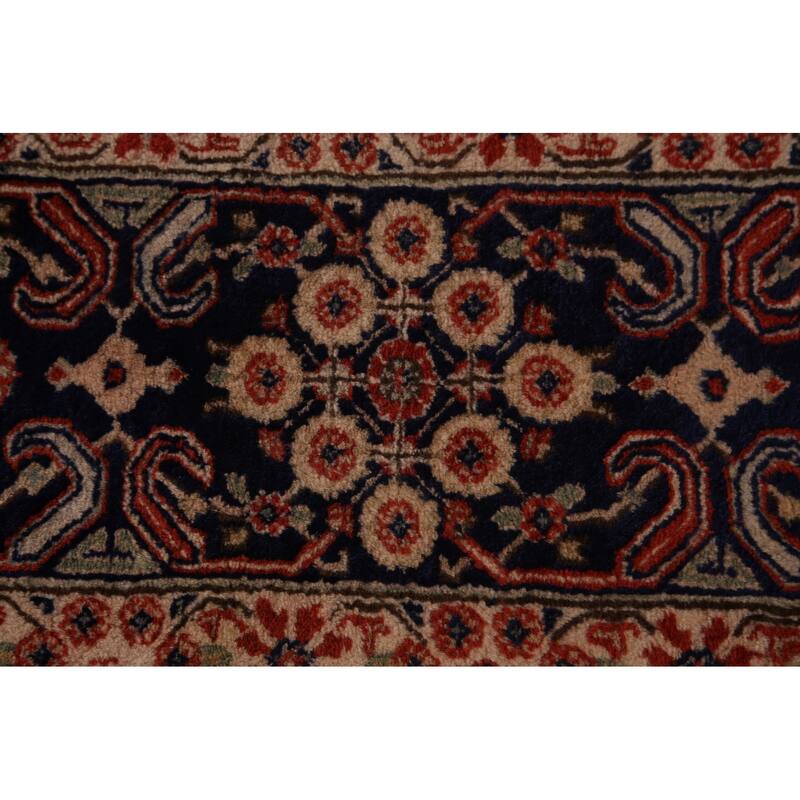 Orange Geometric Meymeh Indian Area Rug Hand-Knotted Wool Carpet - 8'8"x 11'4"
