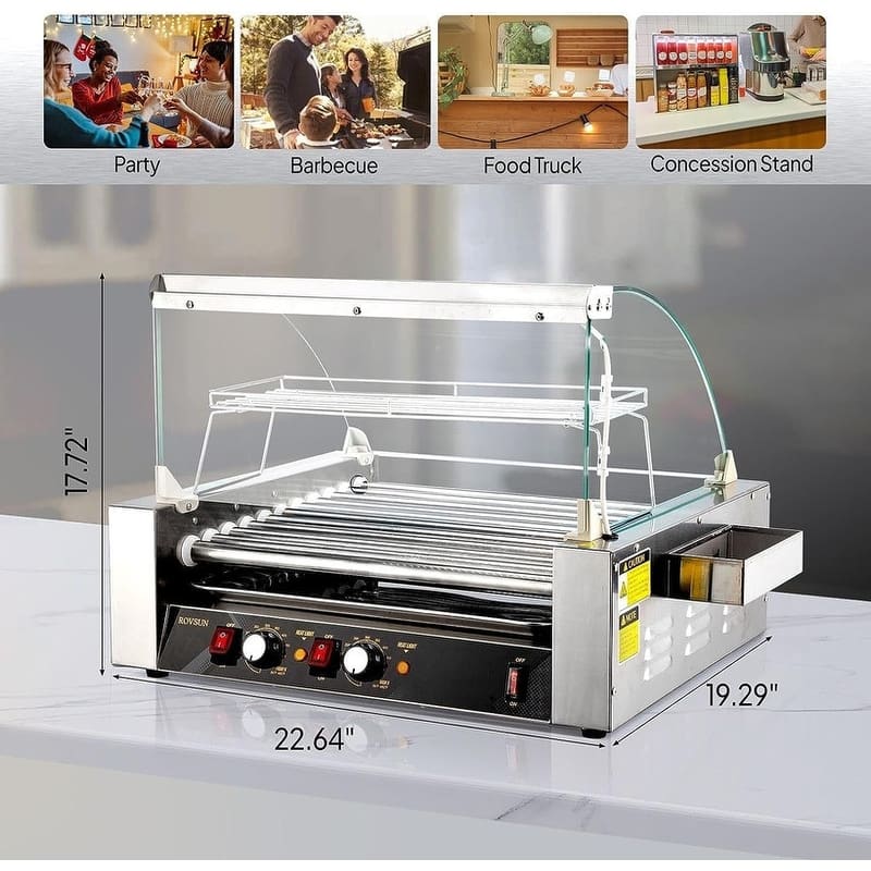 Electric Stainless-Steel Hot Dog Grill Cooker Machine