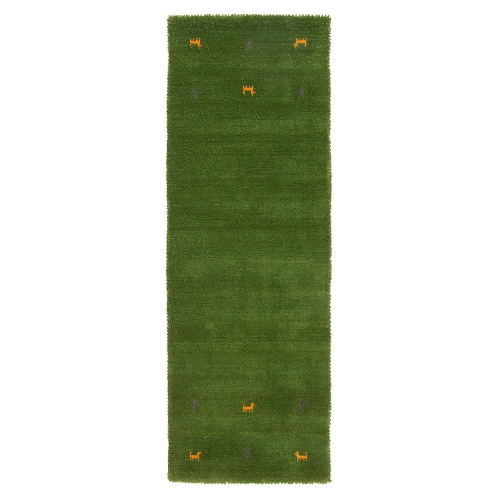 Kashkuli Gabbeh Green Rug 2'8" x 9'8" - 2'8 x 9'8