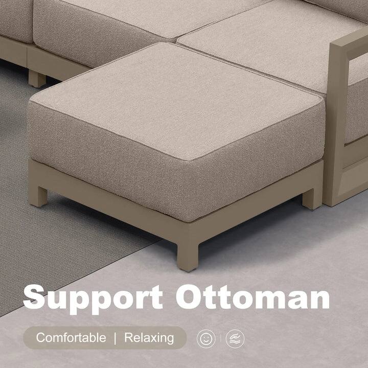 PURPLE LEAF Caesar Khaki Sofas Sectionals 4-18 Piece with 9.6" Thick Cushion for Yard Porch Deck Outdoor Patio Conversation Sets