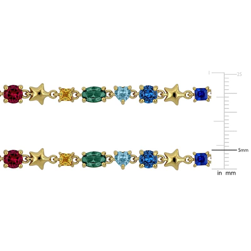 Miadora 4.3ct TGW Multi-Gem Necklace Bolo Bracelet Set Yellow Silver
