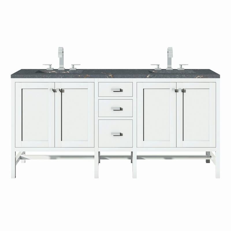 James Martin Vanities E444-V72-3PBL Addison 72" Double Basin Wood - Glossy White