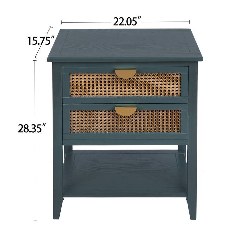 Modern Natural Rattan Nightstands With 2/3 Drawers