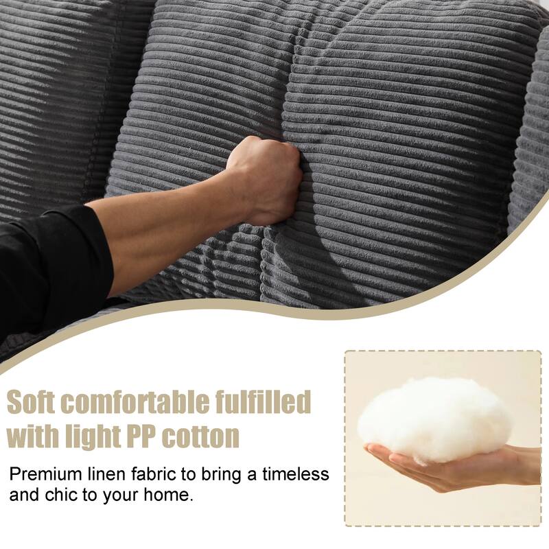 Modular Sectional Cloud Sofa with L-Shape Chaise, Corduroy Upholstered Sleeper Sofa, Compressed Sofa with Pillow